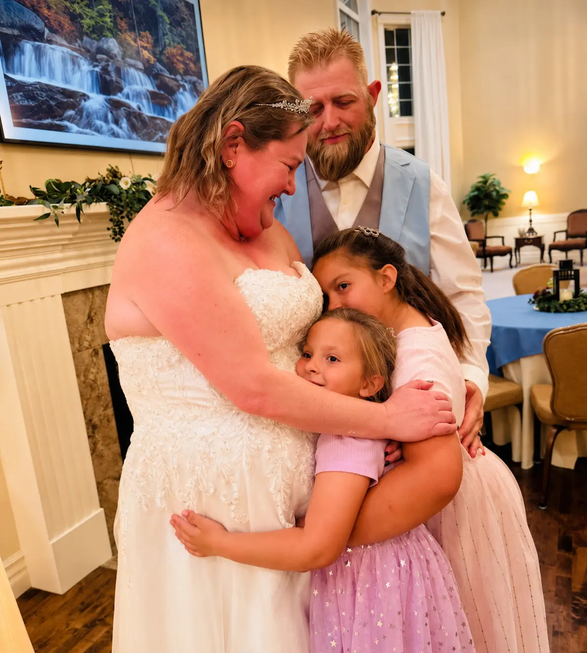 The CraftersVibe family sharing an embrace on their wedding day