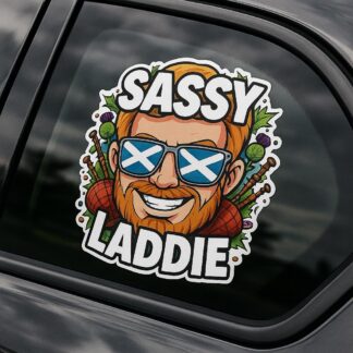 Sassy Laddie Sticker | Scottish Flag Sunglasses, Celtic Humor