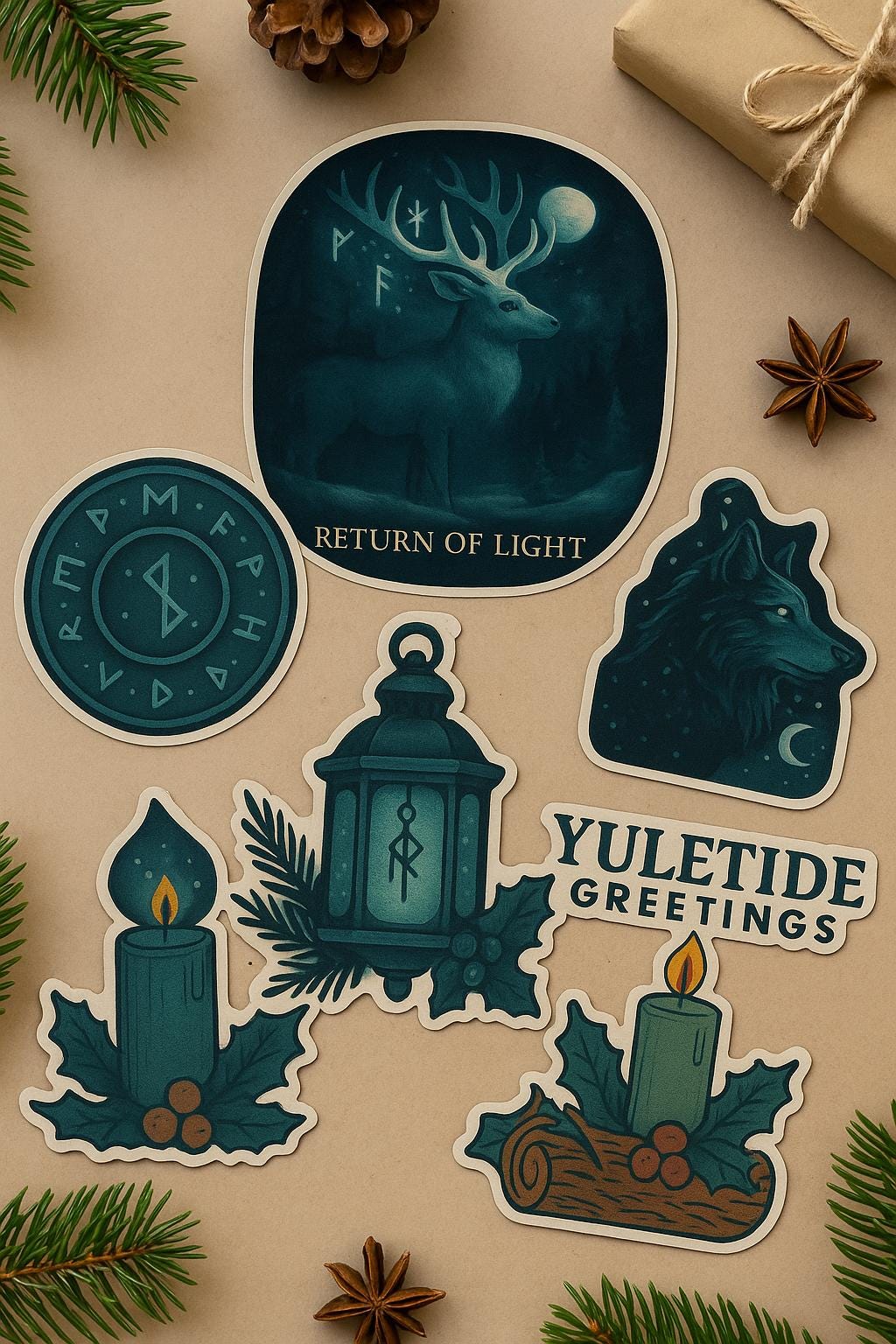 Yule Forest Sticker Set | Folklore Winter Stickers | Witchy Vinyl Pack - Image 2