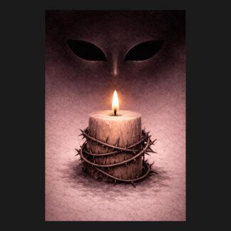 Dark Pagan Candle Sticker | Gothic Occult Mask Art | Witch Altar Vinyl Decal