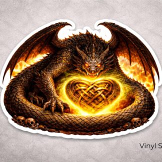 Dragon Celtic Heart Vinyl Sticker | Gothic Fantasy Decal