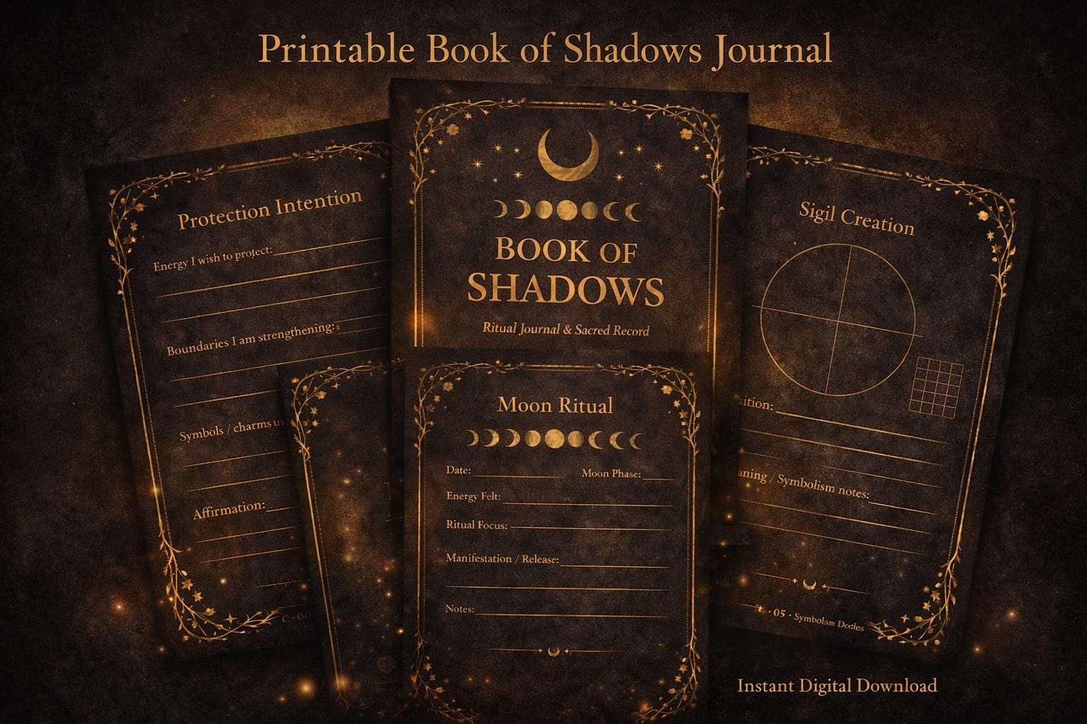 Gothic Grimoire Journal Pages | Witchcraft Ritual Planner (Digital Download)
