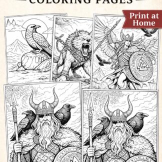 Norse Mythology Coloring Pages | Viking Gods, Creatures, Odin, Fenrir (Digital Download)