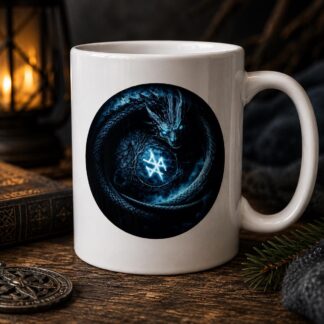 Fantasy Dragon Ceramic Mug | Norse Mythology, Viking Inspired Artwork (15 oz)